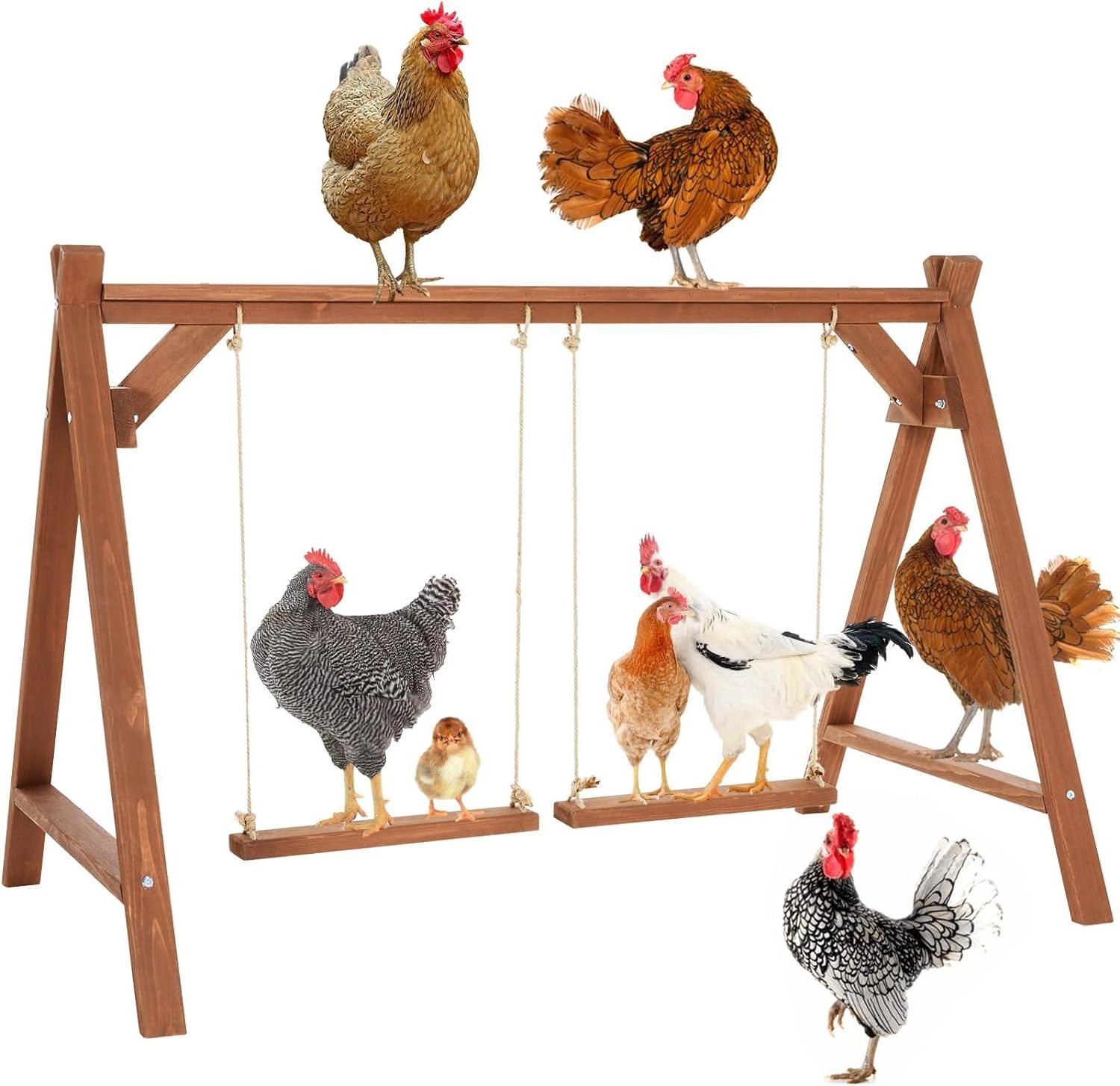 Chicken coop toy hen with 2 chicken swing, chicken habitat suitable for pet healthy play, chicken coop accessories