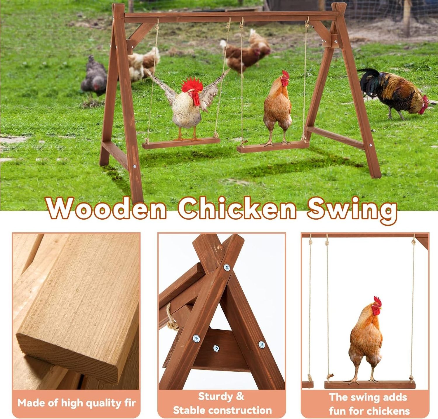 Chicken coop toy hen with 2 chicken swing, chicken habitat suitable for pet healthy play, chicken coop accessories