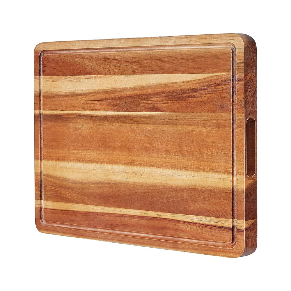 Wood Cutting Board with Handles for Kitchen Butcher Block for Meat and Vegetable Chopping