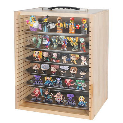 Miniature Display Case Wooden Miniatures Carrying Case Collectibles Storage Box Collectibles Mini Action Figures Display Cases