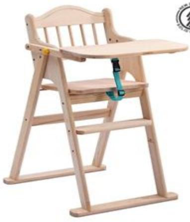 Wood Baby High Chair with Tray High Stool Dining Chair for Babies Toddlers Portable Kids Folding Chair