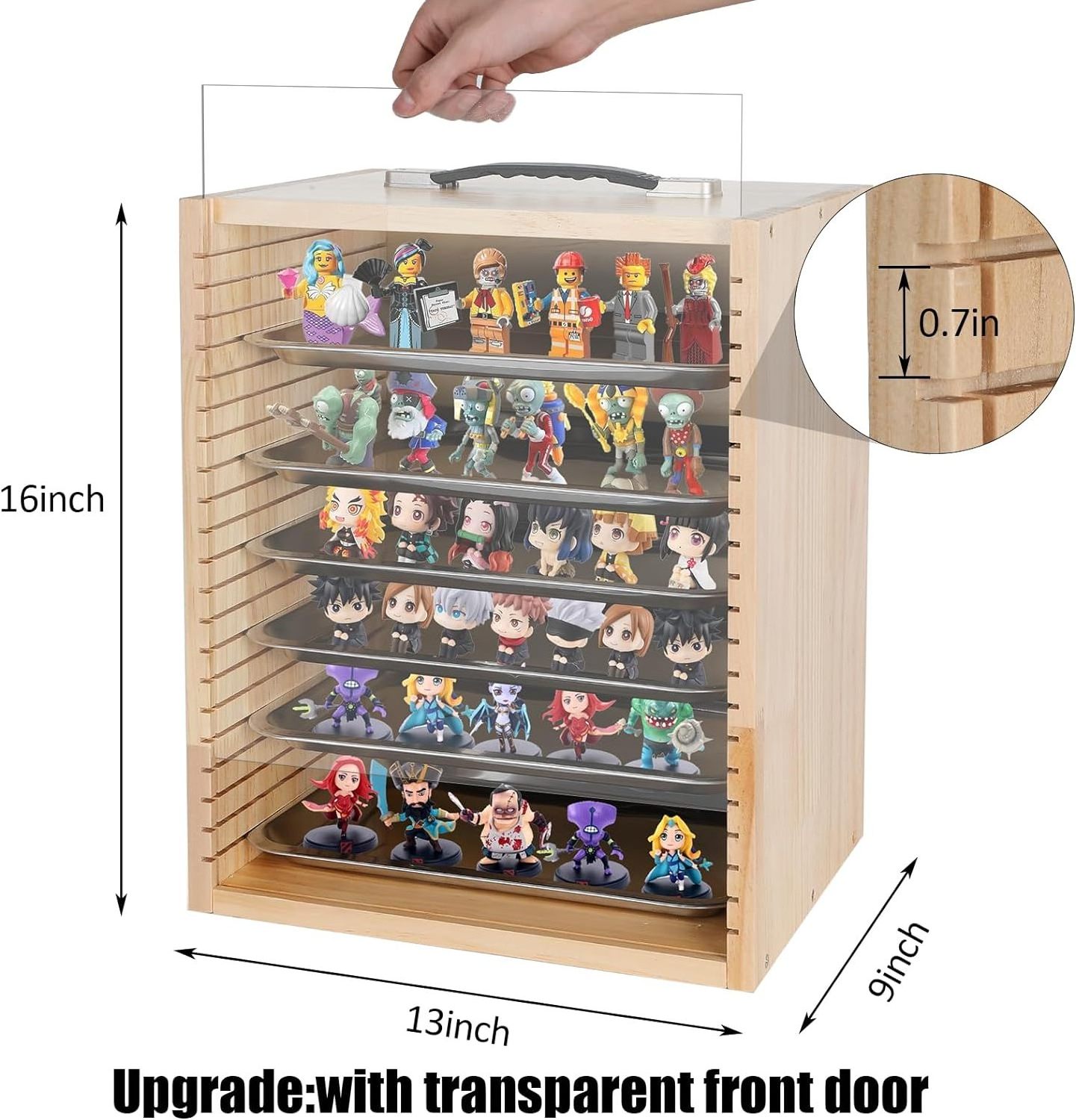 Miniature Display Case Wooden Miniatures Carrying Case Collectibles Storage Box Collectibles Mini Action Figures Display Cases