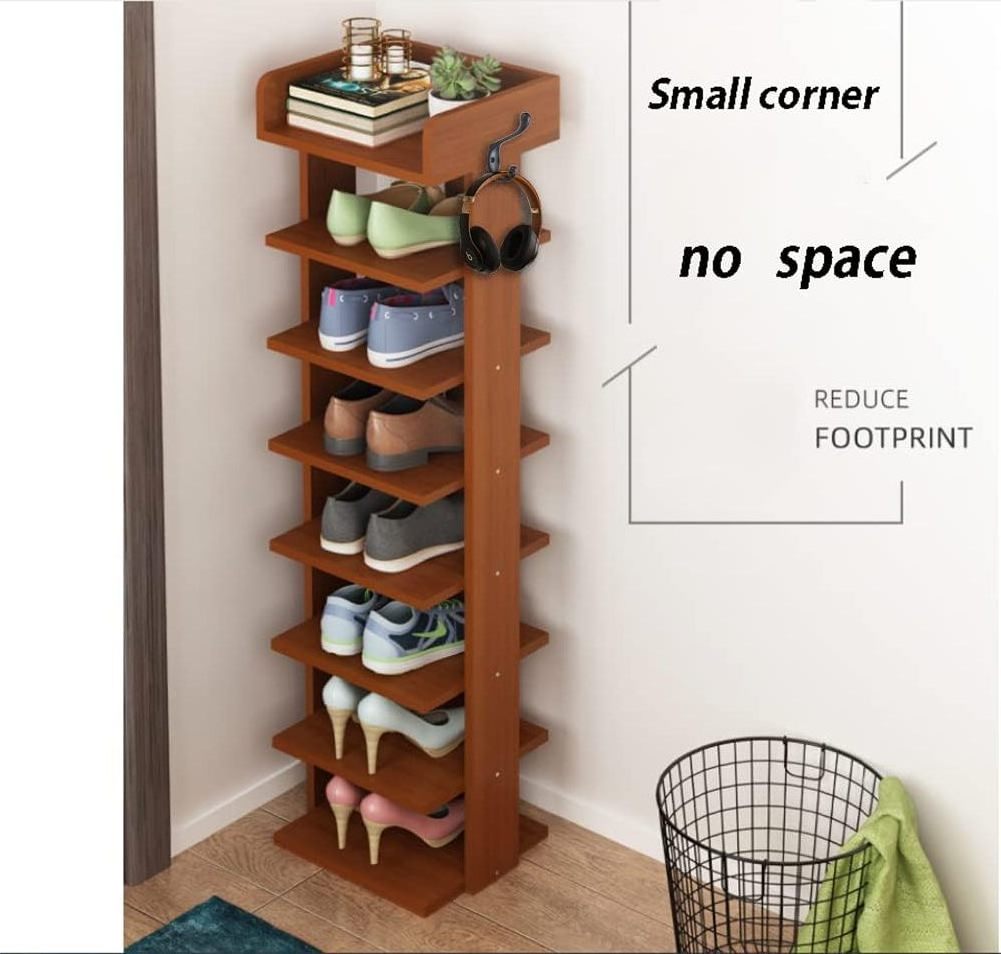 Wooden vertical shoe rack, modern shoe rack storage rack, super space-saving, vertical wall frame affixed