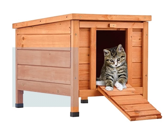 Rabbit Hutch and Guinea Pig House with Ramp Outdoor Pet Hutch Wooden House for Rabbits Guinea Pigs Hens Ducks