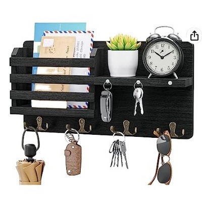 Mail Holder for Wall with Magnet Hanging Rustic Wooden Key Holder with Key Hooks Wall Mounted Key Hanger Organizer for Entryway