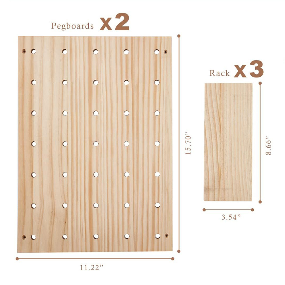 Wood Pegboard Combination Wall Organizer Kit Wooden Display Pegboard Panel Kits for Bedroom Wall Organizer for Entry Way