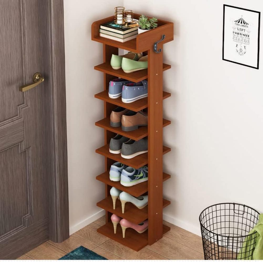 Wooden vertical shoe rack, modern shoe rack storage rack, super space-saving, vertical wall frame affixed