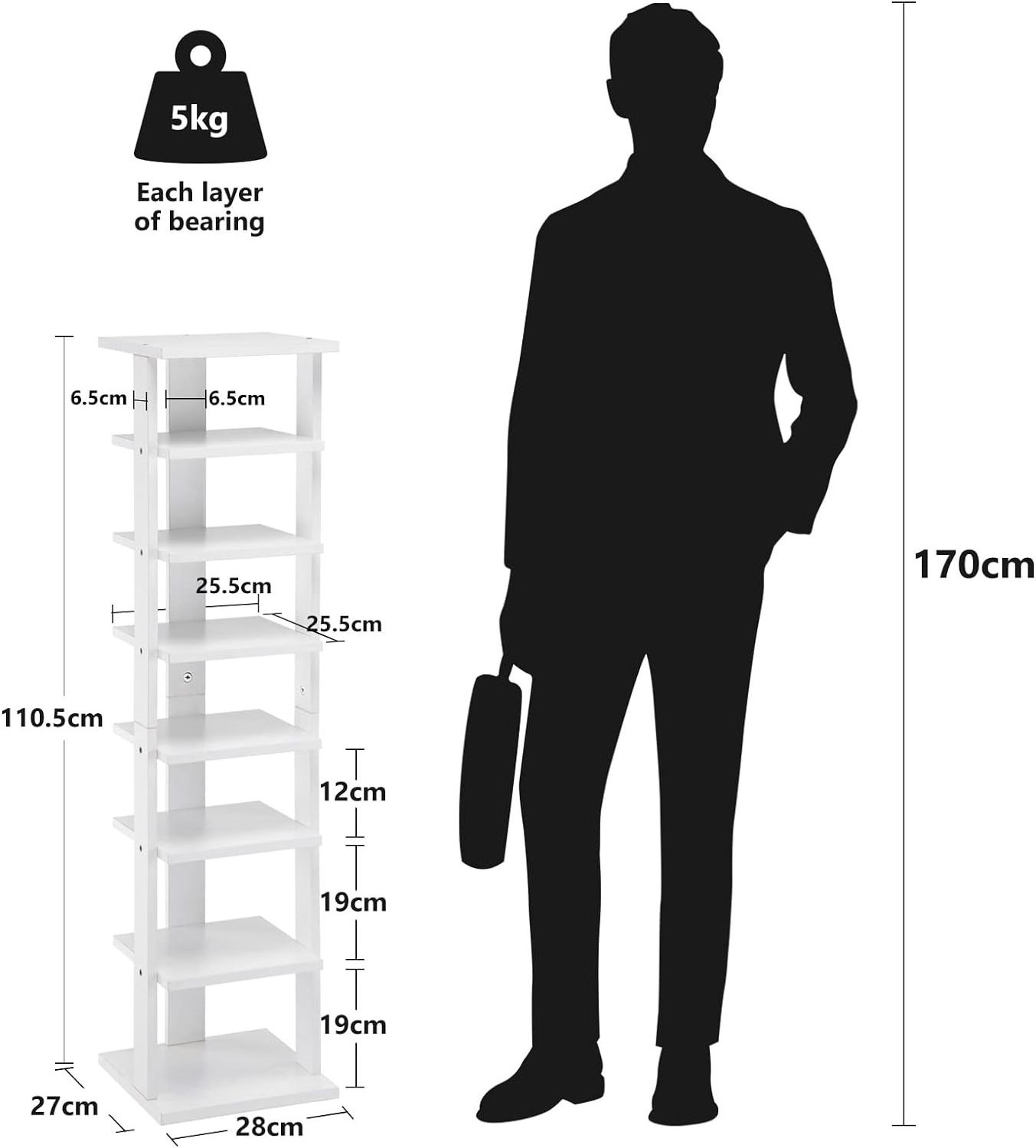 Customizable narrow shoe rack with 8-layer shelf high shoe rack wooden shoe cabinet