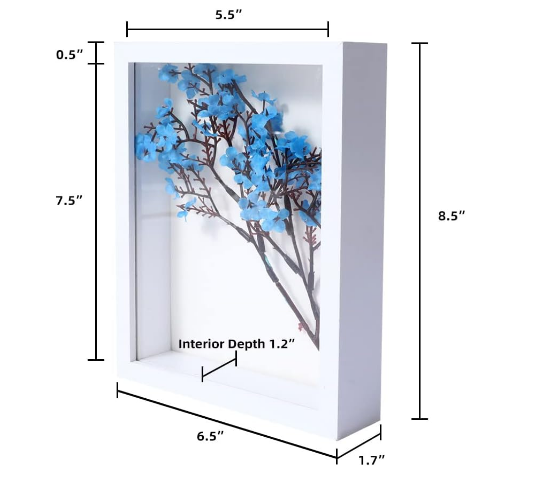 Deep Wood Memory Box Display case for Flowers Shadow Box 6x8 Picture Frame with HD Plexiglass