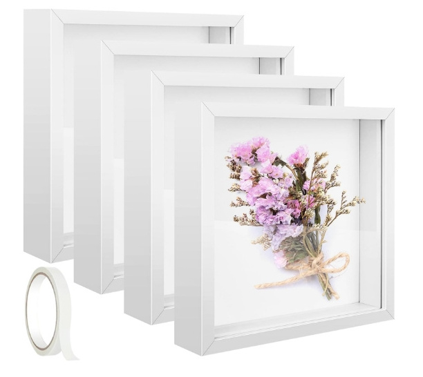 Shadow Box Picture Frame 3D Frames Shadow Box Square Shadow Boxes Display Cases with Adhesive Tape for Baby Items Wedding