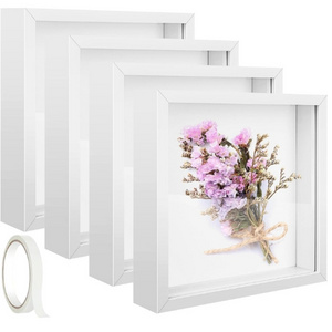 Shadow Box Picture Frame 3D Frames Shadow Box Square Shadow Boxes Display Cases with Adhesive Tape for Baby Items Wedding