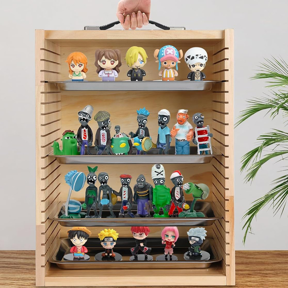 Miniature Display Case Wooden Miniatures Carrying Case Collectibles Storage Box Collectibles Mini Action Figures Display Cases