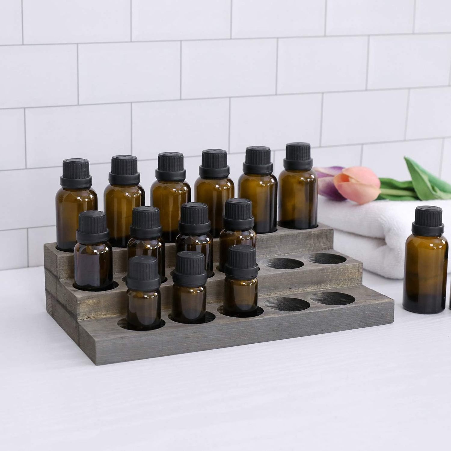 3Tier Essential Oils Display Shelves Nail Polish Organizer Rack 17-Bottle Essential Oil Display Stand Alcohol ink Storage Holder