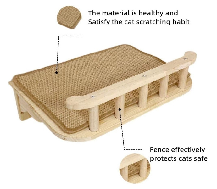 Promotion items Wall Mounted Cat Step Bed Furniture Scratching Pads Posts for Indoor Cats Solid Wood Cat Bed a guardrail