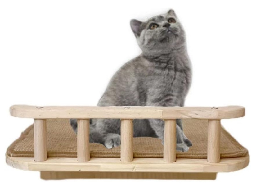 Promotion items Wall Mounted Cat Step Bed Furniture Scratching Pads Posts for Indoor Cats Solid Wood Cat Bed a guardrail