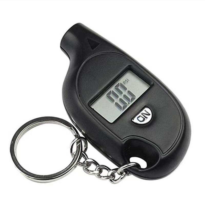 Mini ABS digital tire pressure gauge plastic car air tire gauge with keychain customized logo