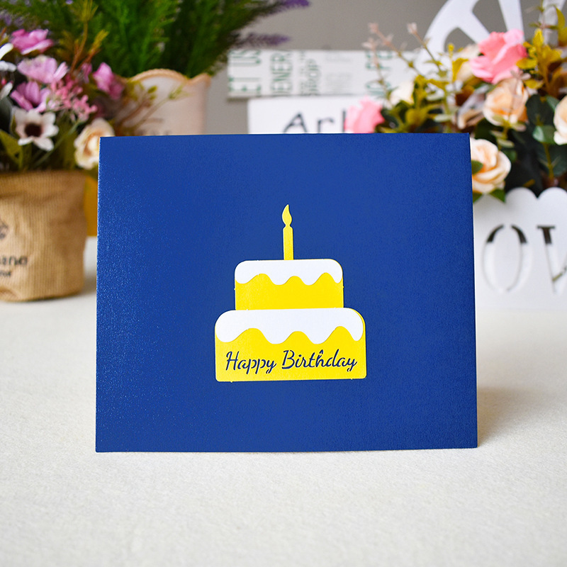 Happy Birthday Postcard Greeting Gift Cards Blank Paper 3D Handmade Pop Up Laser Cut Vintage Invitations Custom with Envelope