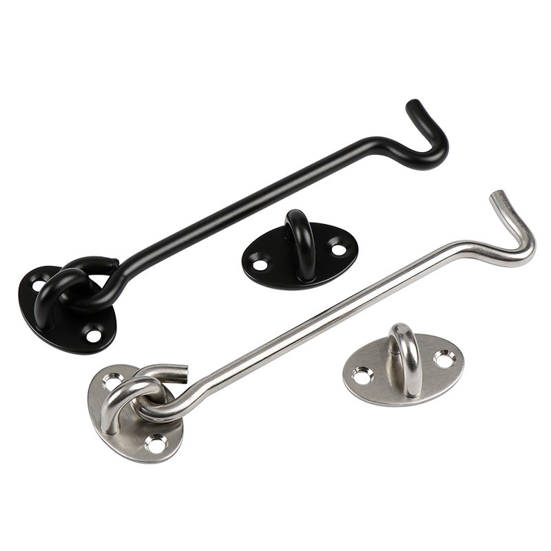 Door Bolt Vintage Window Hook Stainless Steel Black Cabin Hook Eye Latch Lock