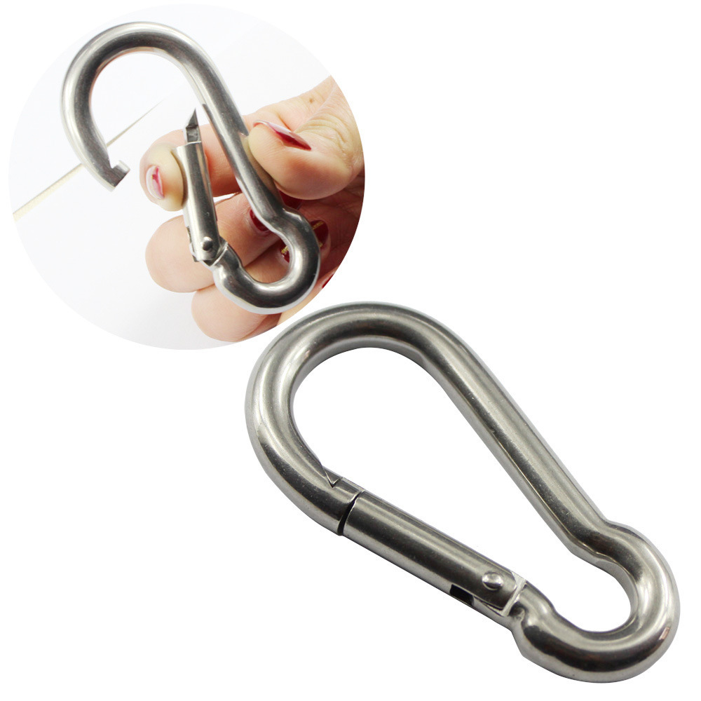 High Polished Spring Snap Hook 304 Stainless Steel Heavy Duty Climb Carabiner