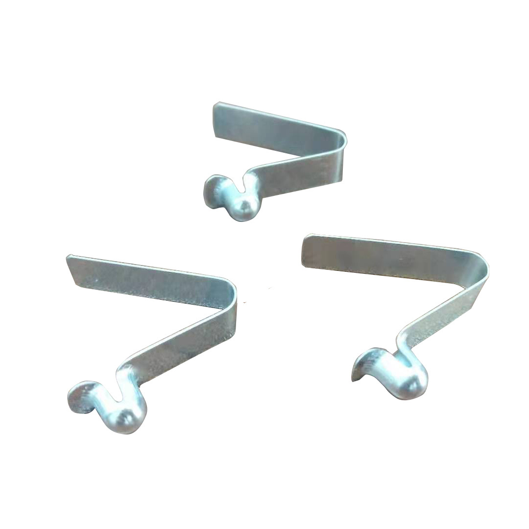 Precision stamping flat stainless steel coated push button metal v shape mounting spring clip