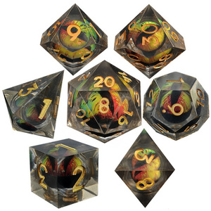 Dragon's Eye Resin Quicksand Ball Dice Handmade Polished Resin Dice Set Set of 7 Role Playing Accessories Large Board Game Resin