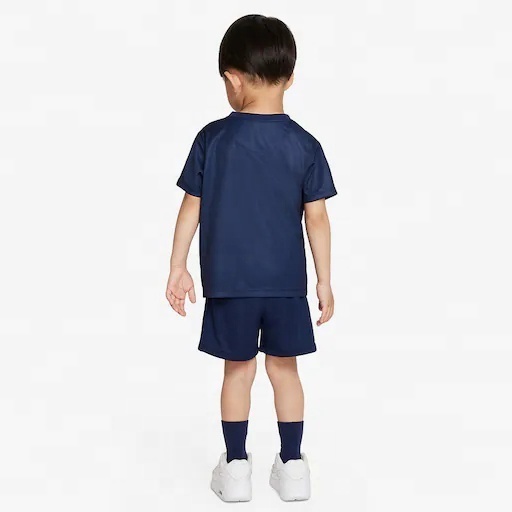 Wholesale High Quality Soft Comfort Dark Blue Polyester Short Sleeve Children's Football Jersey Suit