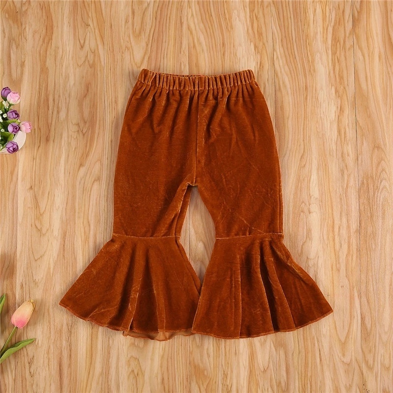 Fashion newborn toddler elastic waist children kids velvet casual pants baby girls bell bottoms