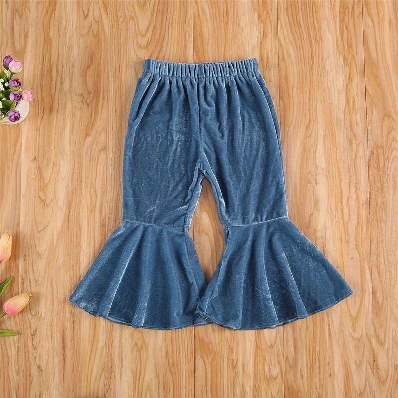 Fashion newborn toddler elastic waist children kids velvet casual pants baby girls bell bottoms