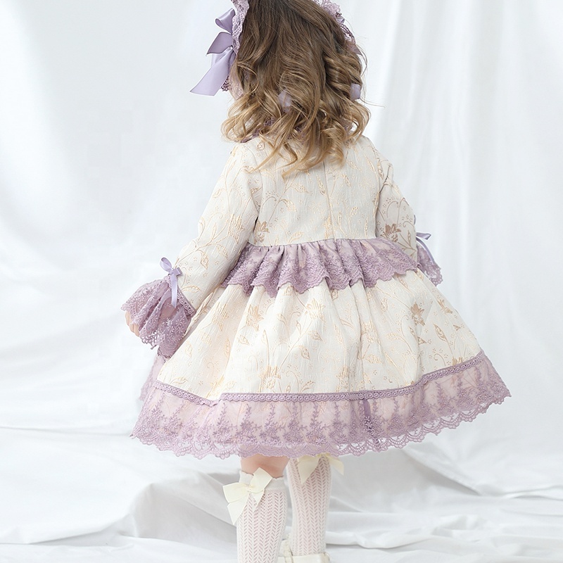 Kids winter gorgeous lace 3pcs set dress Europe party baby girls Spanish dress