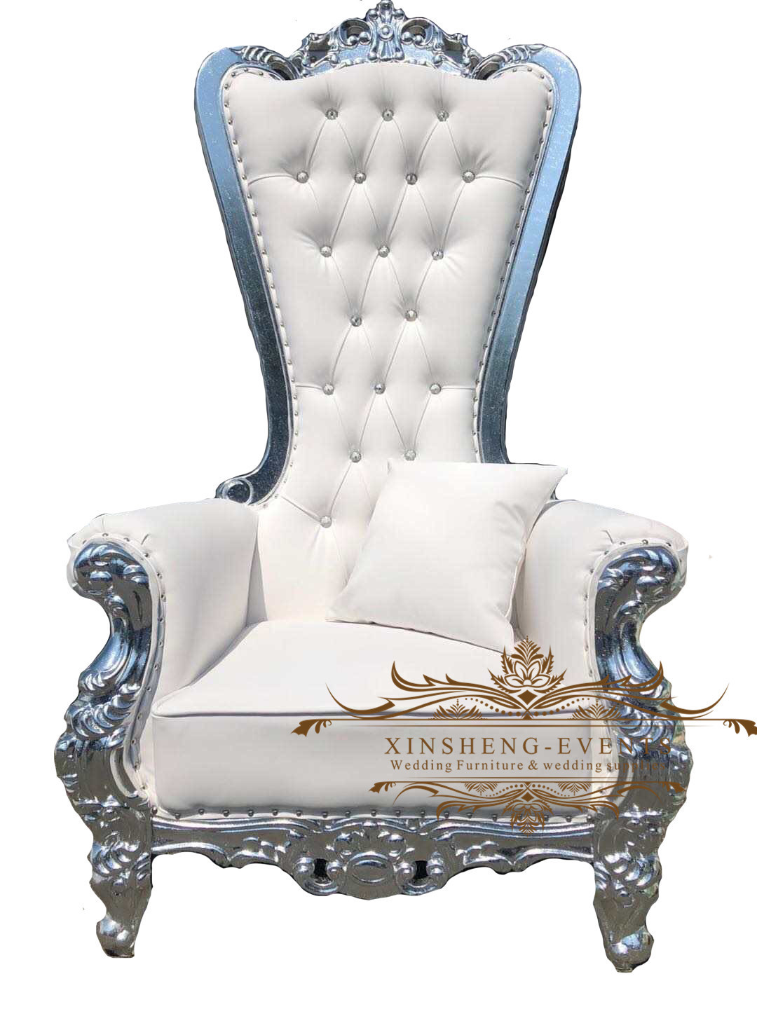 Factory supply Modern High Back Golden Wedding Bride And Groom Queen King Throne Chair