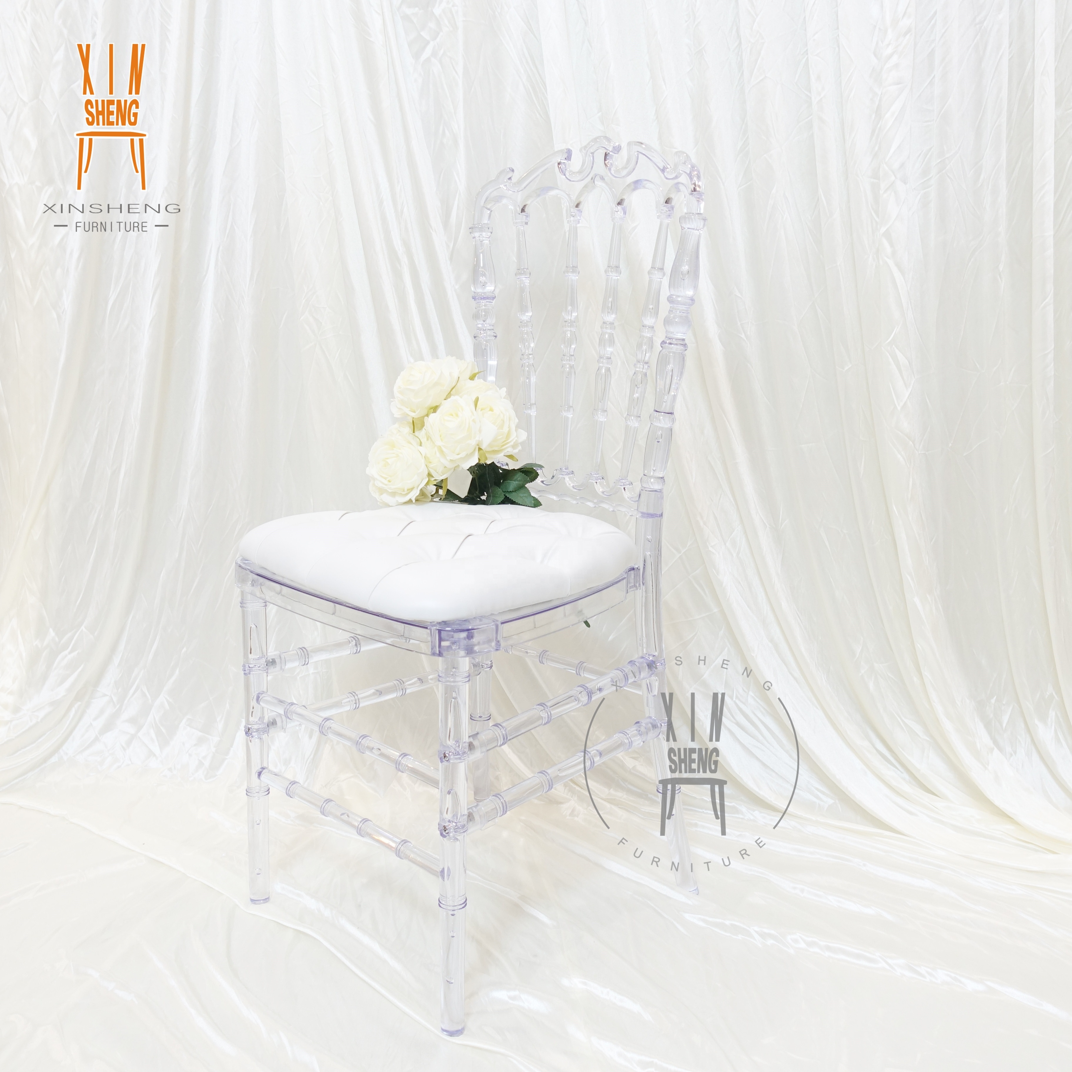 Wholesale Crystal High Back Resin Royal Fancy Crown Clear Acrylic Party Chairs for Wedding Events