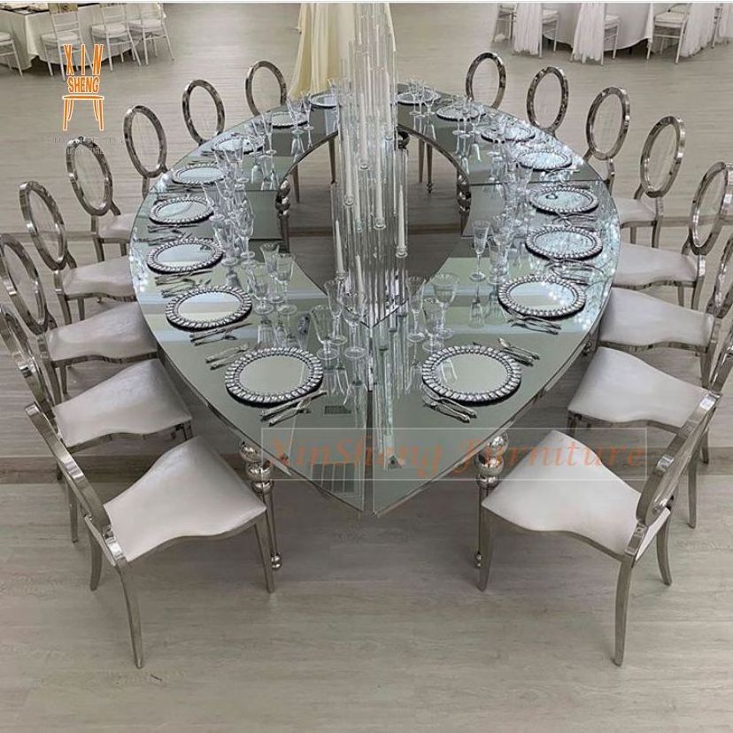 High quality love mirror glass dinner table for weddings and events