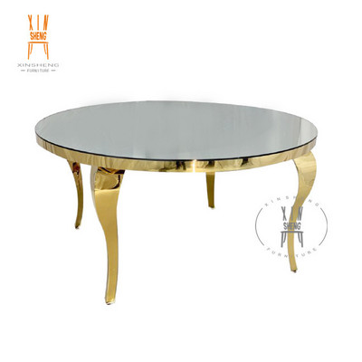 Wedding furniture stainless steel frame mdf dining table for party banquet