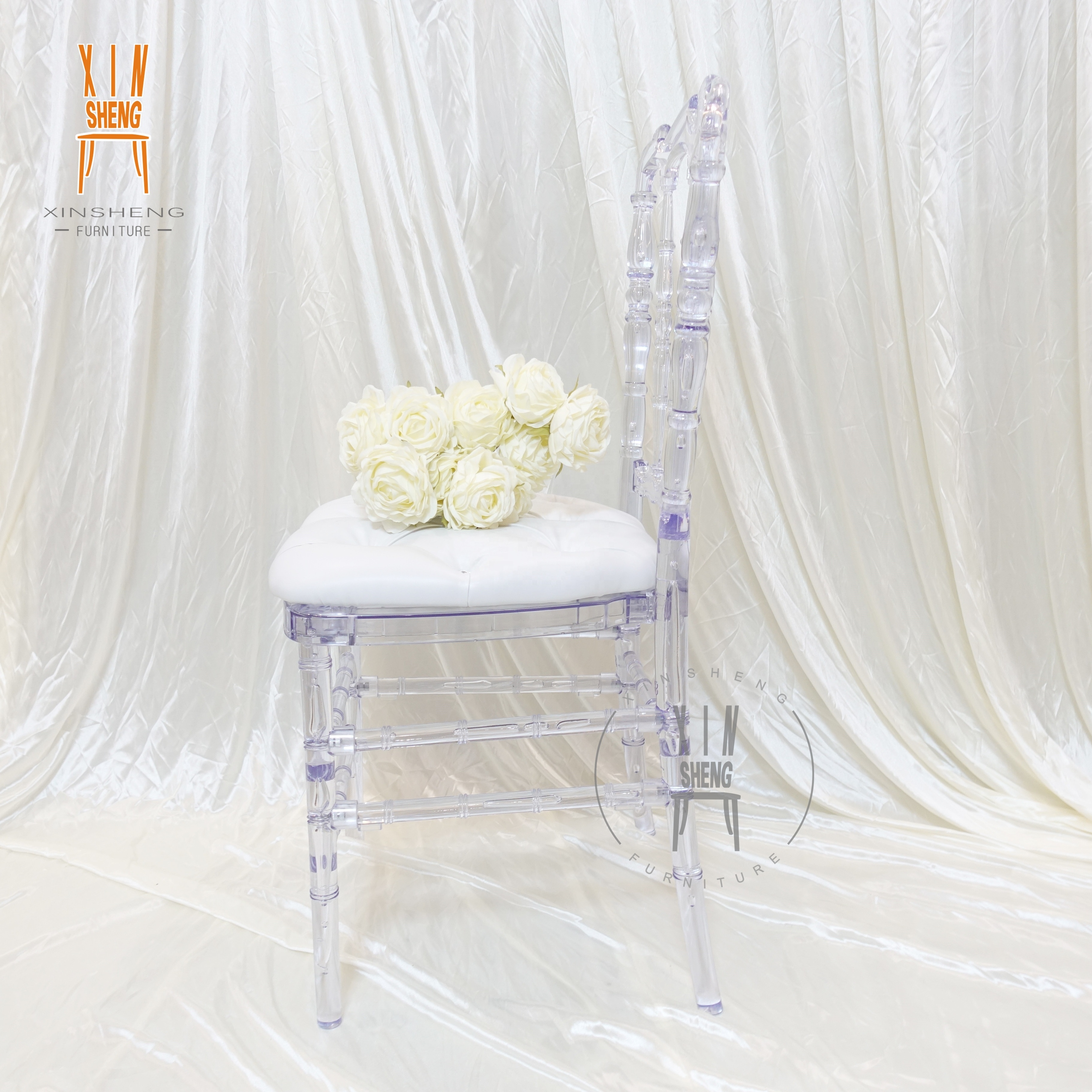 Wholesale Crystal High Back Resin Royal Fancy Crown Clear Acrylic Party Chairs for Wedding Events