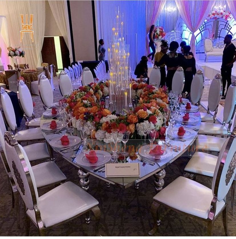 High quality love mirror glass dinner table for weddings and events