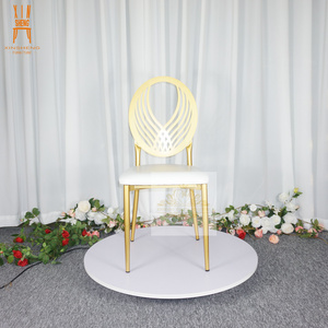 wholesale new design hotel furniture events metal steel gold dining banquet chair for wedding party