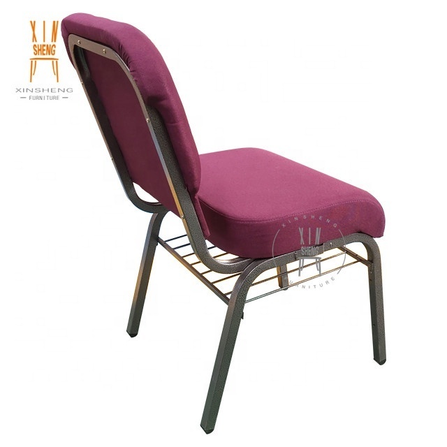 Stacking Logo Customize Interlocking Auditorium Used Iron Cheap Chair for Church