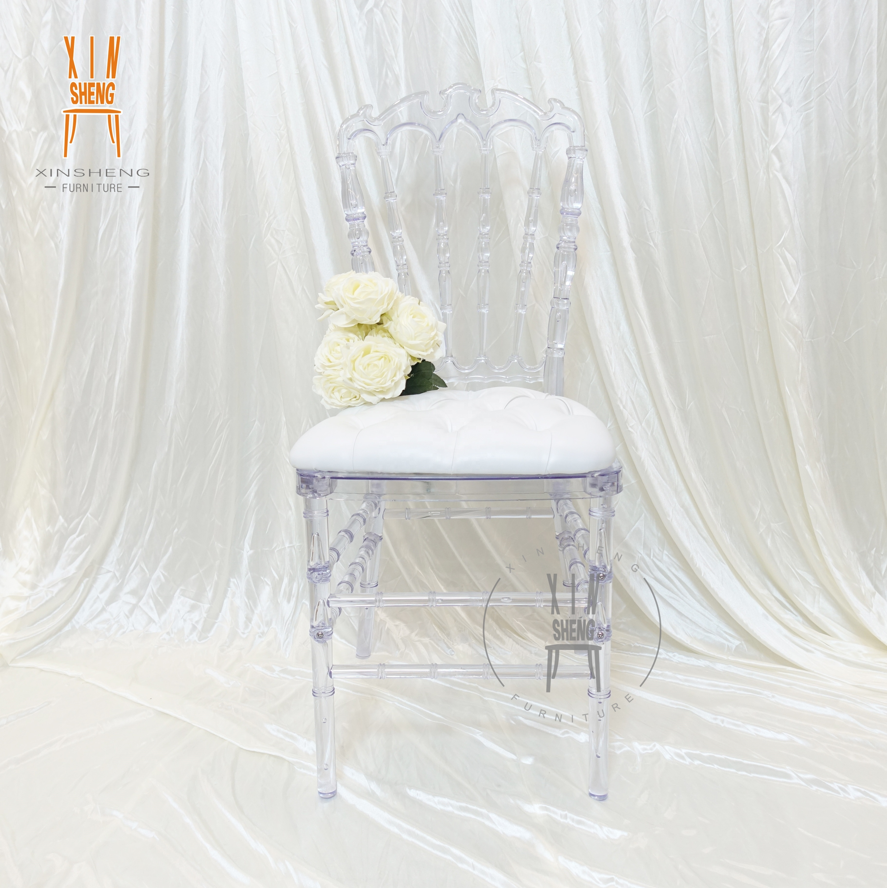 Wholesale Crystal High Back Resin Royal Fancy Crown Clear Acrylic Party Chairs for Wedding Events