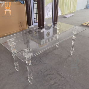 Hot Sale Clear Transparent Acrylic Rectangle Dining Table for Wedding