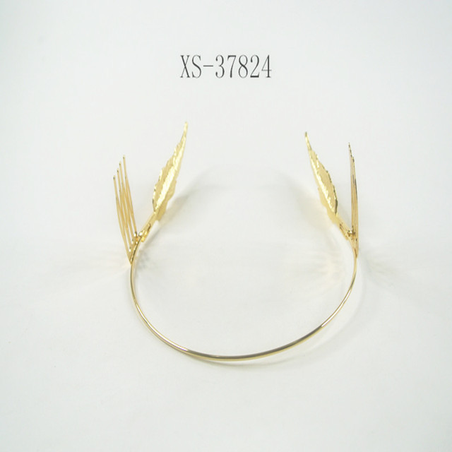 BSCI audit factory headband metal hairband gold leaves headband