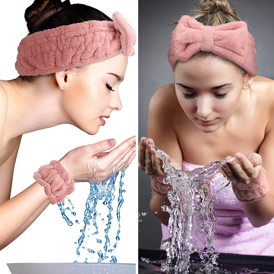 Spa Headband Wrist Washband Face Wash Set Hair Band Headband And Wrist Band For Washing Face