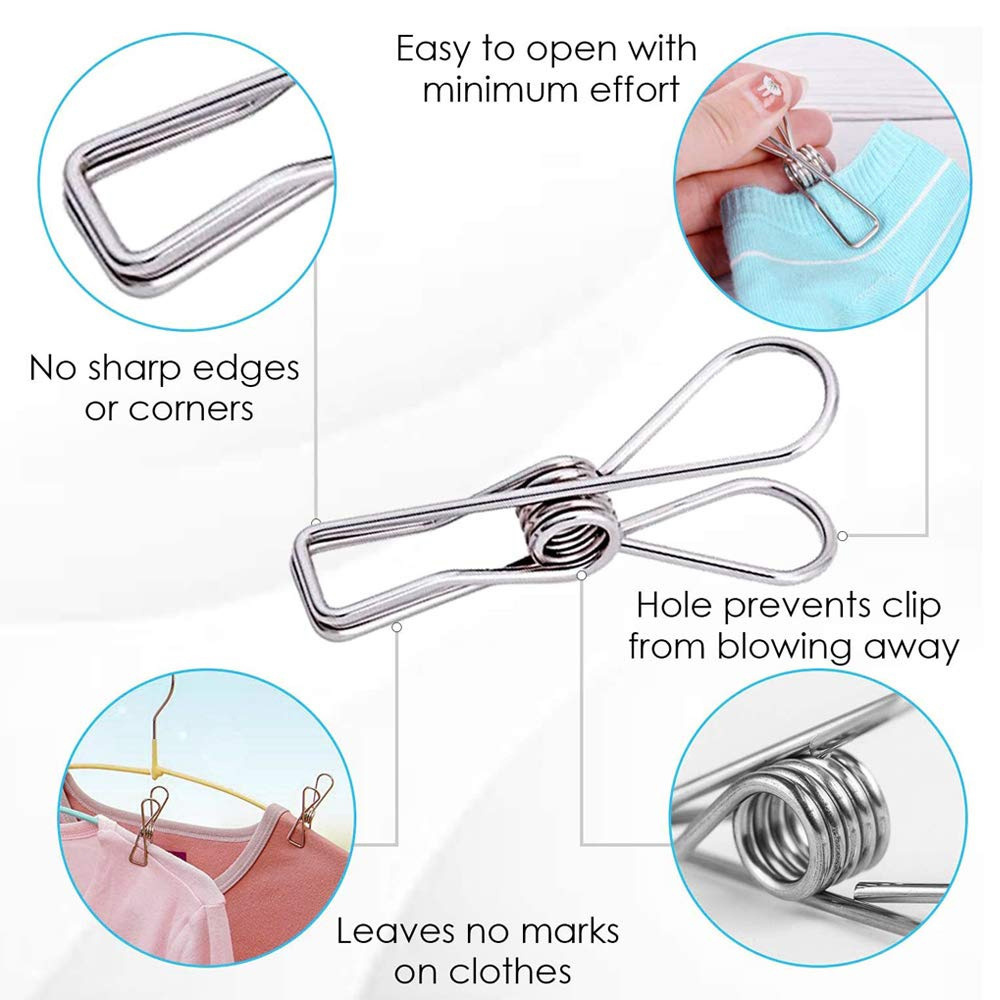 Factory Customized Elasticity 304 201 Stainless Steel Wire Clip Spring Clip For Clothes Drying Bag Sealing