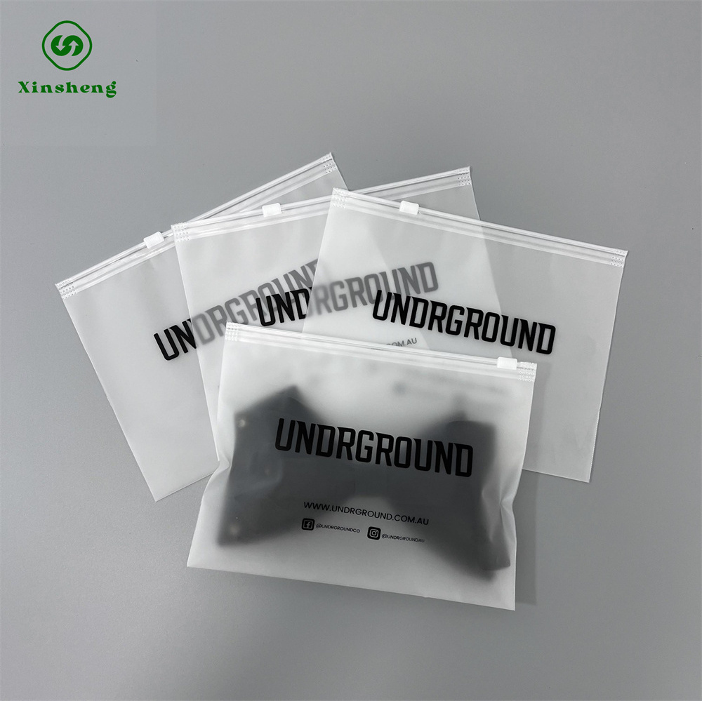 Custom Printing T Shirt Hoodie Zipper Bag Eco-friendly Plastic Packaging Transparent EVA CPE Garment Clothing Frosted Zipper Bag