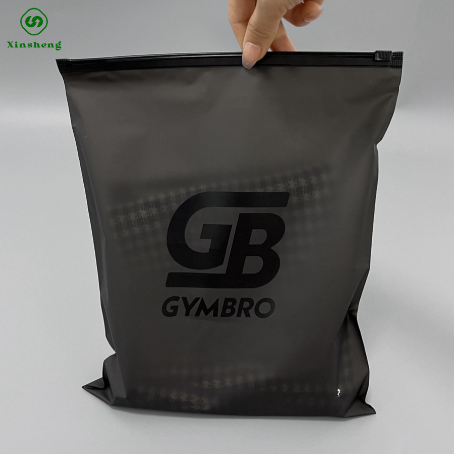 Custom Printing T Shirt Hoodie Zipper Bag Eco-friendly Plastic Packaging Transparent EVA CPE Garment Clothing Frosted Zipper Bag