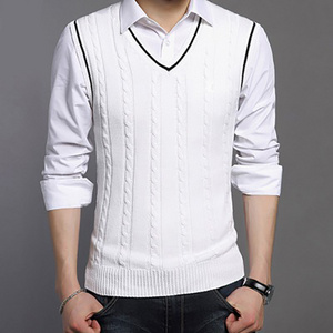 Customized Wholesale Knitted Vest Korean Version Solid Color Men's Cable Vest Sweater Vest Sleeveless Knit Sweater