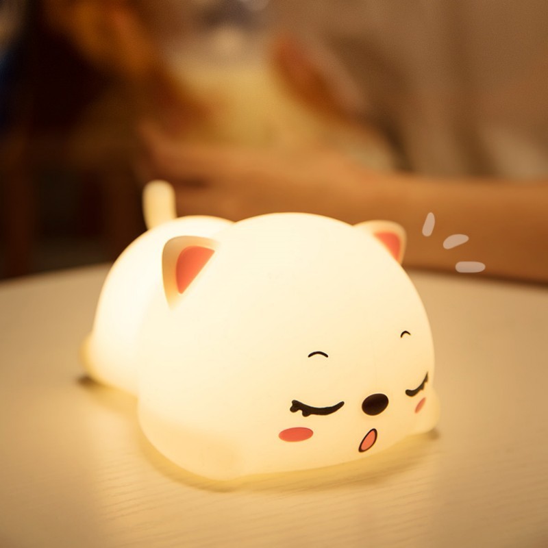 Luminous Lighting for Living Room Bedroom Bedside Nursery Decor Cat Silicone Desk Lamp Kids Night Light for Sleep