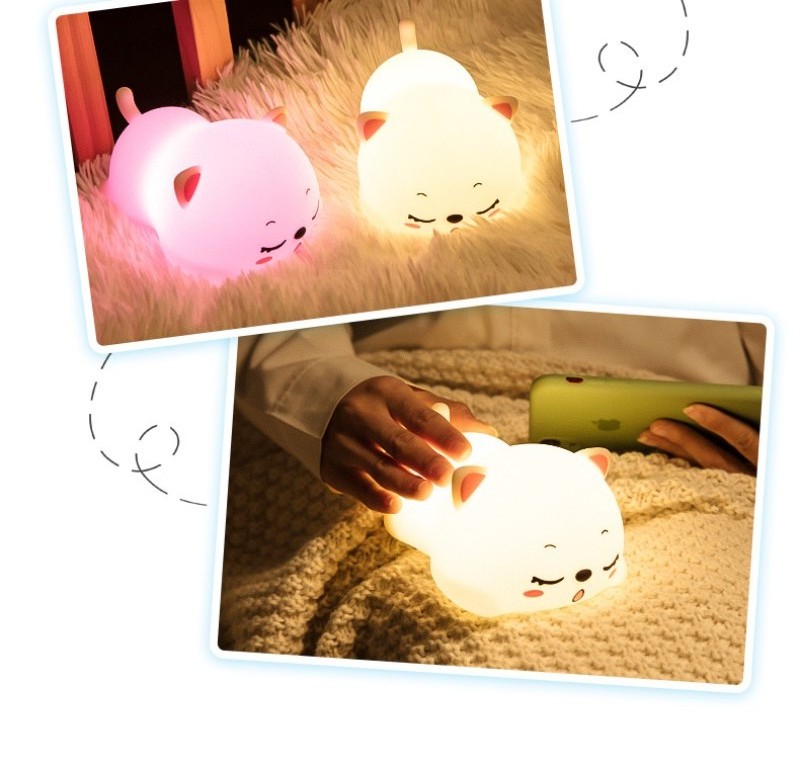 Luminous Lighting for Living Room Bedroom Bedside Nursery Decor Cat Silicone Desk Lamp Kids Night Light for Sleep