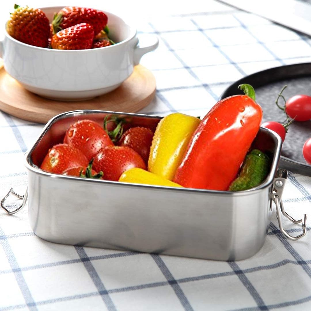 Custom Quadrate Lunch Box Leakproof Lunchbox Insulation Stainless Steel Metal Bento Lunch Tiffin Box For Kids