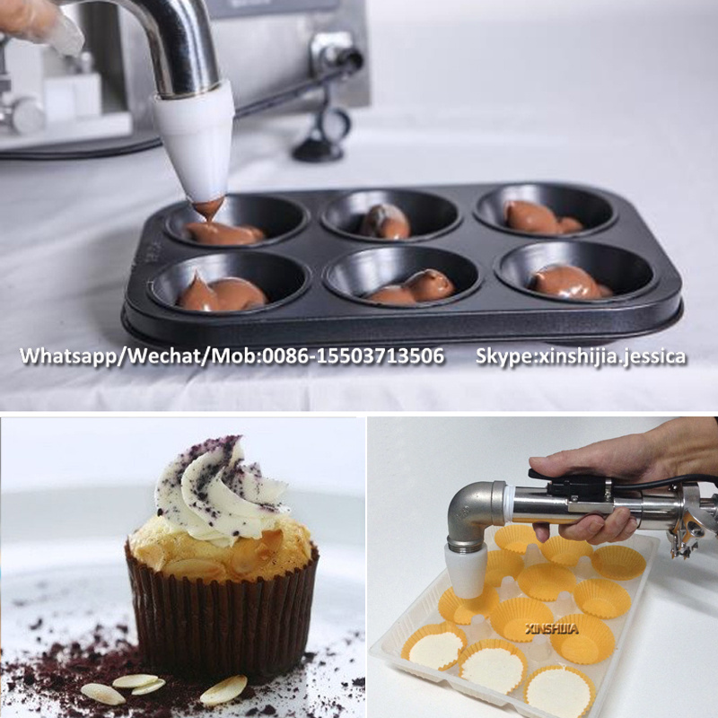 Touch screen bakery Birthday cup cake bread inject depositing coating spreading frosting icing decorating making machine