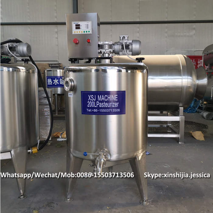 Hot sake 100L 150L 200L mini juice cow milking yogurt coconut daily batch milk pasteurizer machine